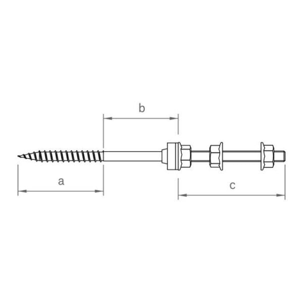 NOVOTEGRA Set tornillo de doble rosca (para madera) M10 300 mm
